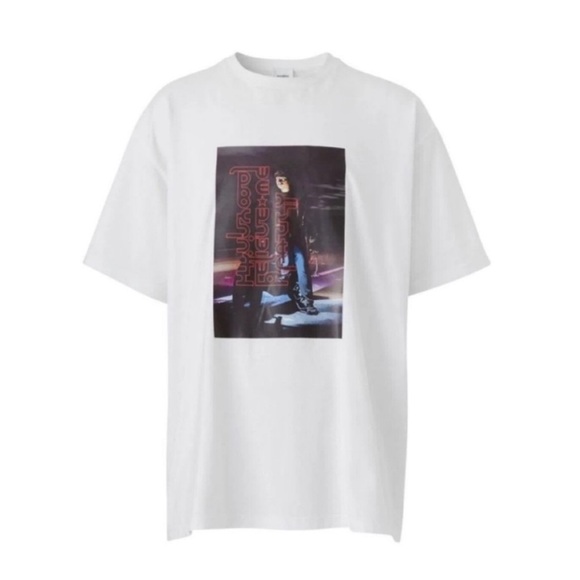 🌓Firm Price🌗authentic Burberry Mens Optic White Photo Print Cotton T-Shirt - Picture 1 of 11